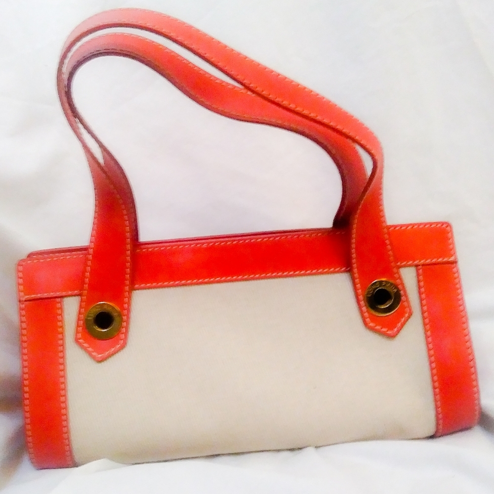 Loro Piana beige and burnt orange shoulder purse
